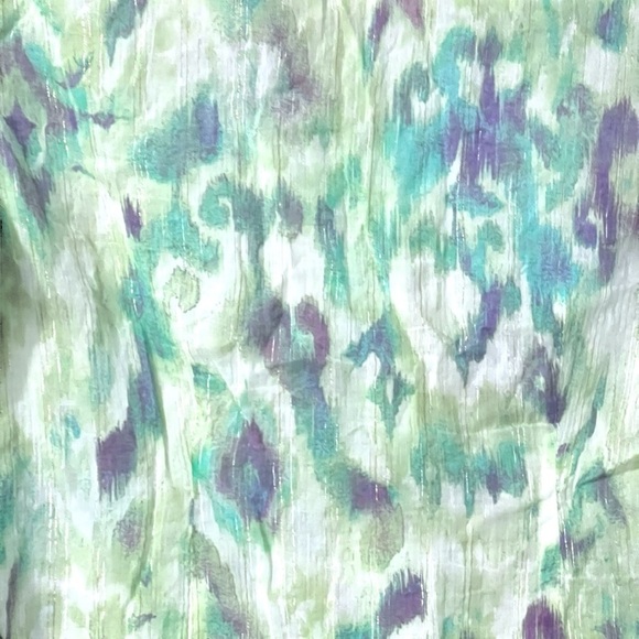 Chico’s Watercolor Blouse Lilac Green Shimmery Thread Size 1 (Small) 8-10 Top - Picture 8 of 8